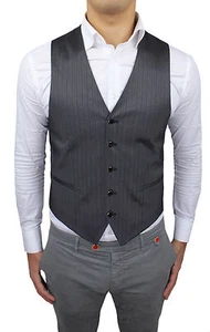 HERREN WESTE DIAMOND FB CLASS GRAU GESTREIFT ÄRMELLOS ELEGANT ZEREMONIE - Bild 1 von 3