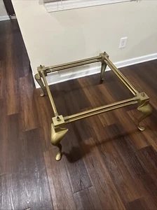 Vtg Brass Queen Anne Square Coffee Table Base Only Hollywood Regency - Picture 1 of 13