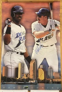 Fred McGriff Wade Boggs Hand Signed Tampa Bay Rays Auto MLB Vintage Poster RARE - Picture 1 of 3