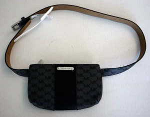 Michael Kors 556137C 001 Sz L/XL Black Signature MK Allover Print Belt Bag $88 - Picture 1 of 7