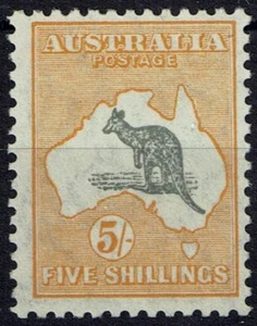 AUSTRALIA SG111 1929 5/= GREY & YELLOW MNH (d) - Picture 1 of 2