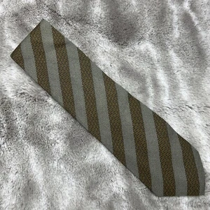 Vintage Giorgio Armani Tie Mens Gray Striped Silk Cravatte Made in Italy - Picture 1 of 13