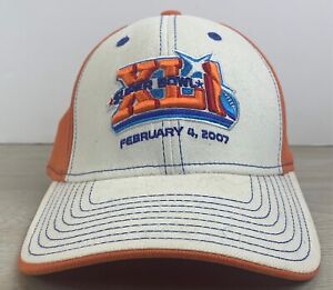 2007 Super Bowl Hat XLI 41 Hat Adult Size OSFA Hat Reebok White Baseball Hat Cap