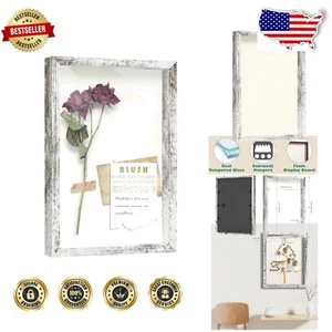 Versatile White Driftwood Shadow Box Frame - Perfect for Keepsakes and Memories - Picture 1 of 11