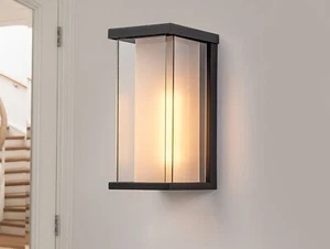 12.8'' Acrylic Glass Porch Light Modern Black Outdoor Wall Light for Patio,House - Picture 1 of 10
