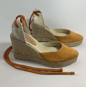 Mint and Rose Sardinia Wedge Espadrille Sandal Size 39/ US 8.5 in Marigold