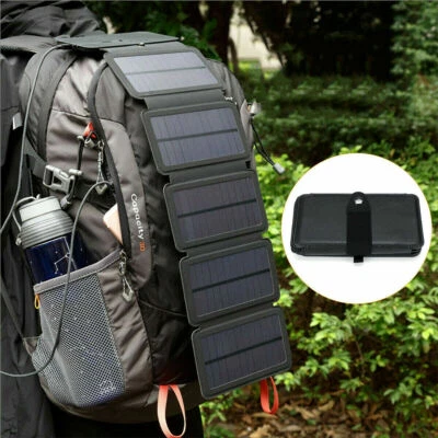 Solar Power Bank Portable Cell Phone Charger Panel Waterproof Outdoor Camping - Image 1 of 4
