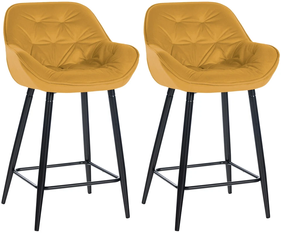 2er Set Barhocker Gibson Samt Sitzhöhe 76 cm Tresenstühle Fußstütze Thekenstuhl - Bild 1 von 4