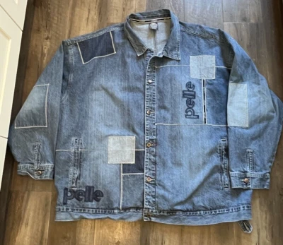 Jaqueta jeans masculina Pelle Pelle Marc Buchanan 5XL azul vintage anos 90 Y2K streetwear - Imagem 1 de 4