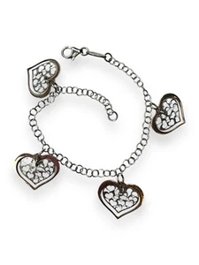 Nomination Sterling Silver Heart Charm Bracelet With Rose Gold Overlay 7.5" - Picture 1 of 10