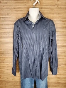 DOMANI Blue Label Gray Long Sleeve Dress Shirt Size 16 / 34-35 Flip Cuffs - Picture 1 of 7