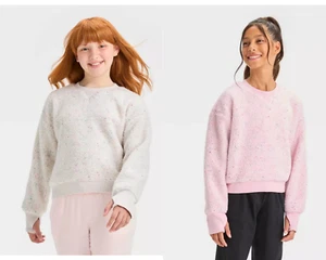 All In Motion Girls' Faux Shearling Pullover Sweater Sweatshirt - New with Tags - Picture 1 of 9