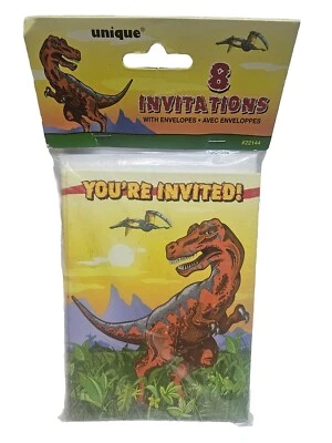 T-Rex Dinosaur Birthday Invitations 8 Pack Unique Party Favors NIP - Image 1 of 4