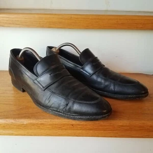 Mocasín de cuero negro Ermenegildo Zegna talla 10,5 EE. UU. Italia - Imagen 1 de 8