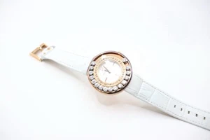 Swarovski 1187023 Lovely Crystals Rose Gold White Leather Watch - Gently Used - Picture 1 of 14