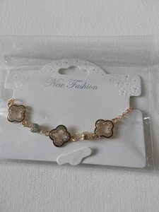 Pulsera Trébol 4 Hojas, Estrás con Tréboles Forrados Negro Ajustable - Imagen 1 de 2