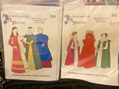 2 Reconstructing History CUT PATTERNS Elizabethan Loose Gowns Closed Kirtle 6-26 - Image 1 of 4