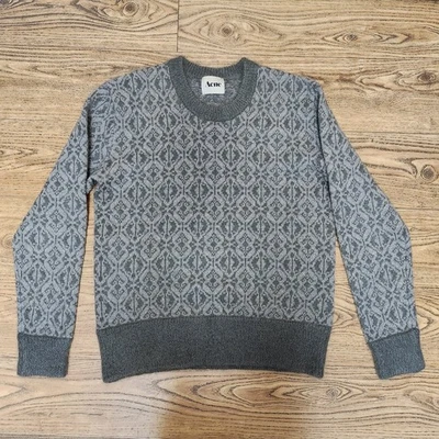 ACNE Studios Sweater Size XL Gray Wool blend Bachelor AW-08 Chunky Fair Isle - Image 1 of 4