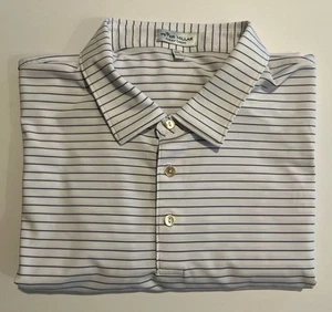 Peter Millar Herren XXL Sommer Comfort Poloshirt weiß mit lila Streifen - Bild 1 von 6