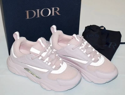 Dior B22 Pink Calfskin Mesh Reflective Sneakers Runners Womens Size 38 US 8 ~NIB - Image 1 of 4