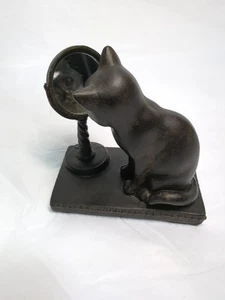 Vintage Resin Black Cat Looking in Mirror Figurine Paperweight Halloween  - Picture 1 of 14