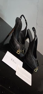 Dior Black Patent Peep Toe Sling Back Platform Heels Size 8 - Picture 1 of 8
