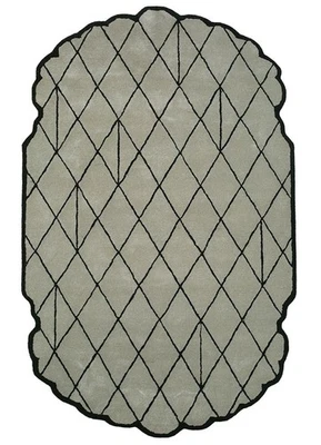light blue/ebony hand tufted Rug Design Handmade Luxury Carpet Area Rug - Image 1 of 3