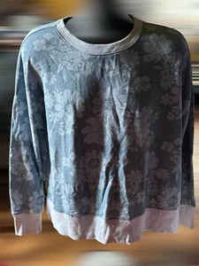 Womens Top Time And Tru Floral Print Sweatshirt Blouse Shirt Large Size 12-14 - Picture 1 of 3