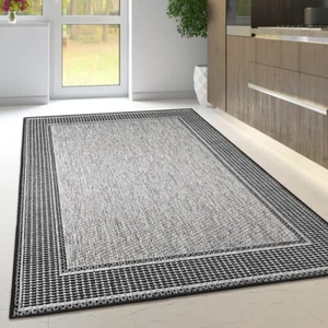 Non-Slip Rug Border Pattern Flat Weave Natural Look Durable Small Large Runner - Picture 1 of 18
