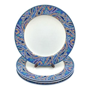 Set 4 Piatti Mikasa Intaglio Corte Romana 11 1/8" Mosaico Blu - Foto 1 di 12