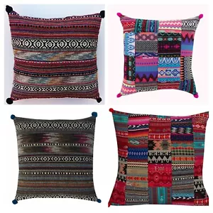 Handmade Cotton Kilim HandLoomed Floor Pillow Bohemian Cushion Cover 16" 20" 24" - Picture 1 of 11