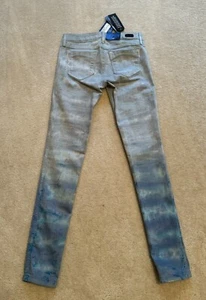 NWT BLEULAB Straight Leg Coated Denim size 25 Reversible Skinny Jeans - Picture 1 of 24