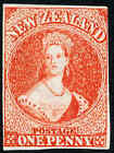 NZ CHALON 1d,1862, BRIGHT ORANGE-VERMILLION, SG33,  IMPERF, VF, MNG, CV $NZ2,000