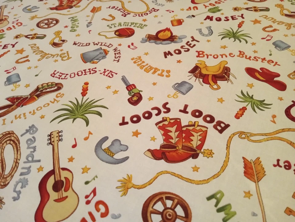 OOP Moda The Udder Cowboy Fabric Remnants Scraps Western Cotton Fabric - Image 1 of 1