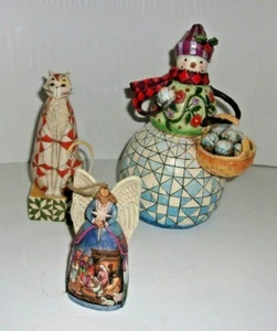 Jim Shore Christmas Angel Ornament, Snowman & Cat - Picture 1 of 3
