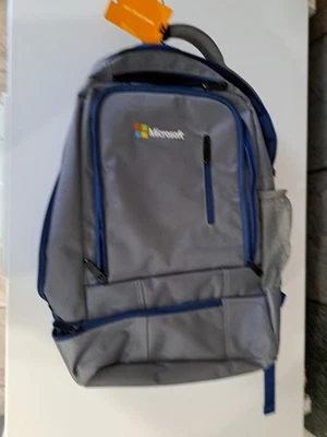 Рюкзак для ноутбука Microsoft с держателем бутылки с водой серый и синий - Изображение 1 из 4