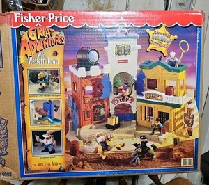 Fisher Price Great Adventures Wild West Western Cowboy Town Juego con Caja Sticke - Imagen 1 de 15