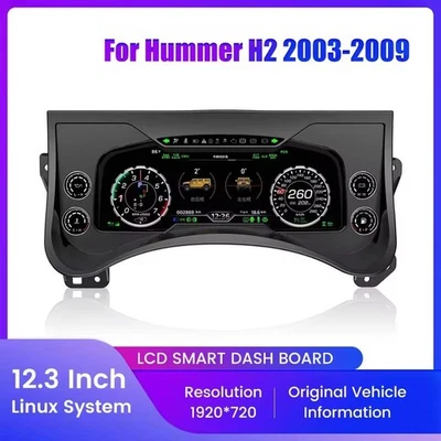12.3" For Hummer H2 2003-2009 Gauge Cluster Speedometer LCD Instrument Dashboard Foto 1 de 4