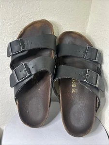 Plantilla BIRKENSTOCK Arizona de cuero negro suave aplastada para mujer talla 6,5 - Imagen 1 de 9