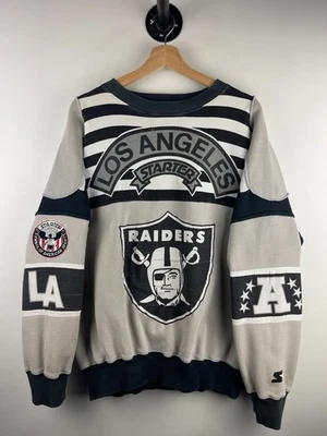 De colección Años 90 NFL Starter Los Angeles Raiders Estampado Completo Corte y Cosido Cuello Redondo Foto 1 de 4