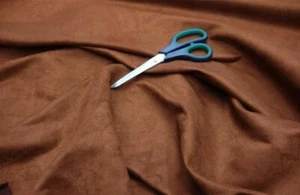 Leather Brown Suede fabric Polyester micro faux suede 58" wide upholstery fabric - Picture 1 of 1
