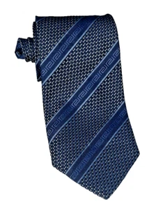 VERSACE CLASSIC V2 Gray Striped Baroque Frame Silk Tie ITALY 57"/3.25" EUC - Picture 1 of 14