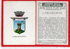 FIGURINA STEMMI CITTA' ITALIANE BRIOSCHI CARLOFORTE (CAGLIARI) SERIE 4a n°94 - Imagen 1 de 1