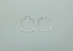Pendientes de aro cuadrado de plata esterlina hechos a mano de colección alrededor de 1970 - Imagen 1 de 1