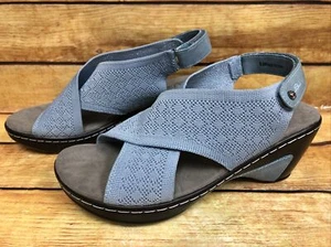 JBU by Jambu Alyssa Wedge Sandals Blue Criss Cross Fabric Straps Womens 8.5 W - Picture 1 of 10