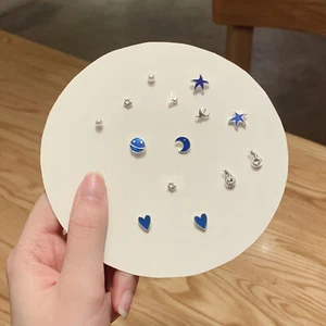 7 Pairs Fashion Moon Star Heart Crystal Earrings Stud Girls Women Party Jewelry - Picture 1 of 5