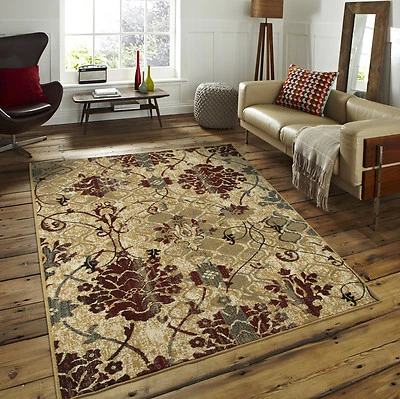 Alfombra contemporánea de lujo 8x11 alfombras de flores rojas 9x12 alfombra azul grisáceo 5x8  Foto 1 de 2