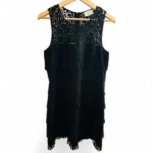 REVIEW Beautiful Black Lace Tiered Dress Size 14 Made In Australia - Picture 1 of 2