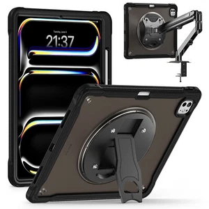 For iPad Pro13" 12.9" 11" 10.9" 10.2" Heavy Duty Rugged Case with Rotating Stand - Picture 1 of 11