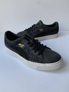 puma basket black leather